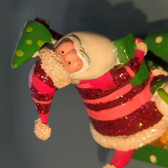 Macy's Santa and Snowman Pottery Christmas Stocking Hanger - Picture 3 of 7